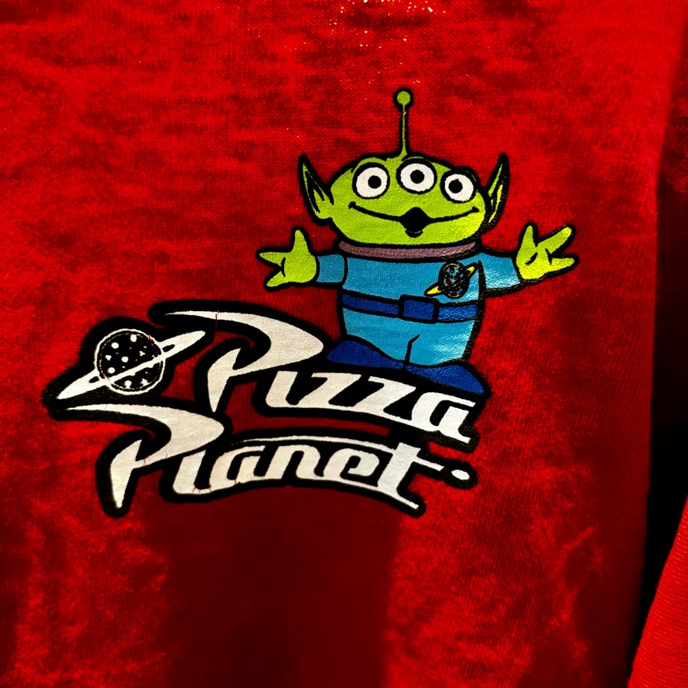 Disney Toy Story Pizza Planet Spirit Jersey Shirt Adult XL Long Sleeve Red - Picture 2 of 7